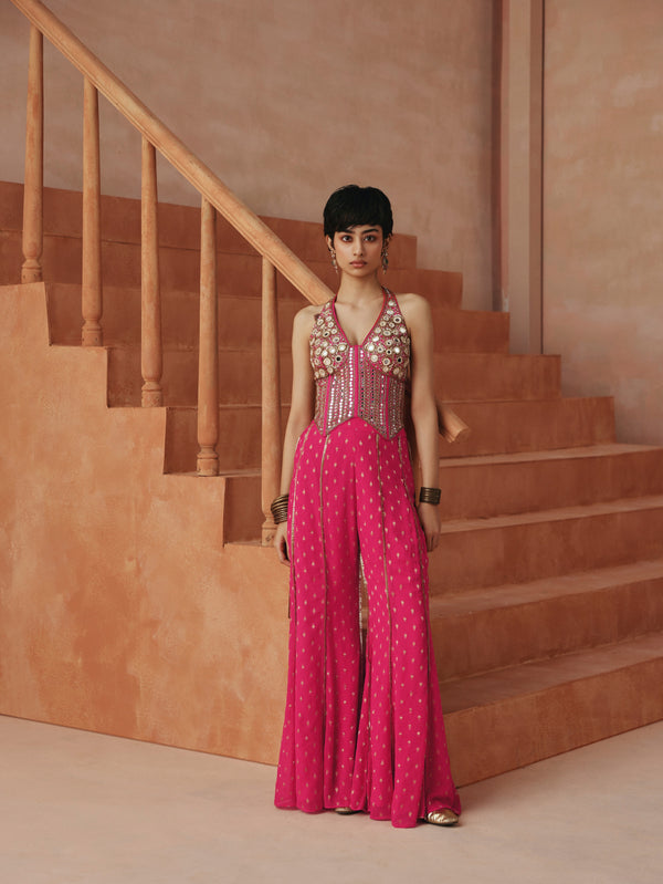 Rose embroidered sharara set for women by Basanti Kapde aur Koffee