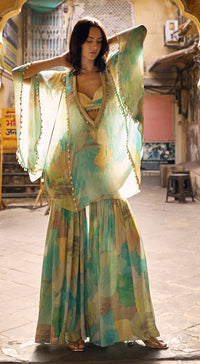 The Abstract Aqua Kaftan Set