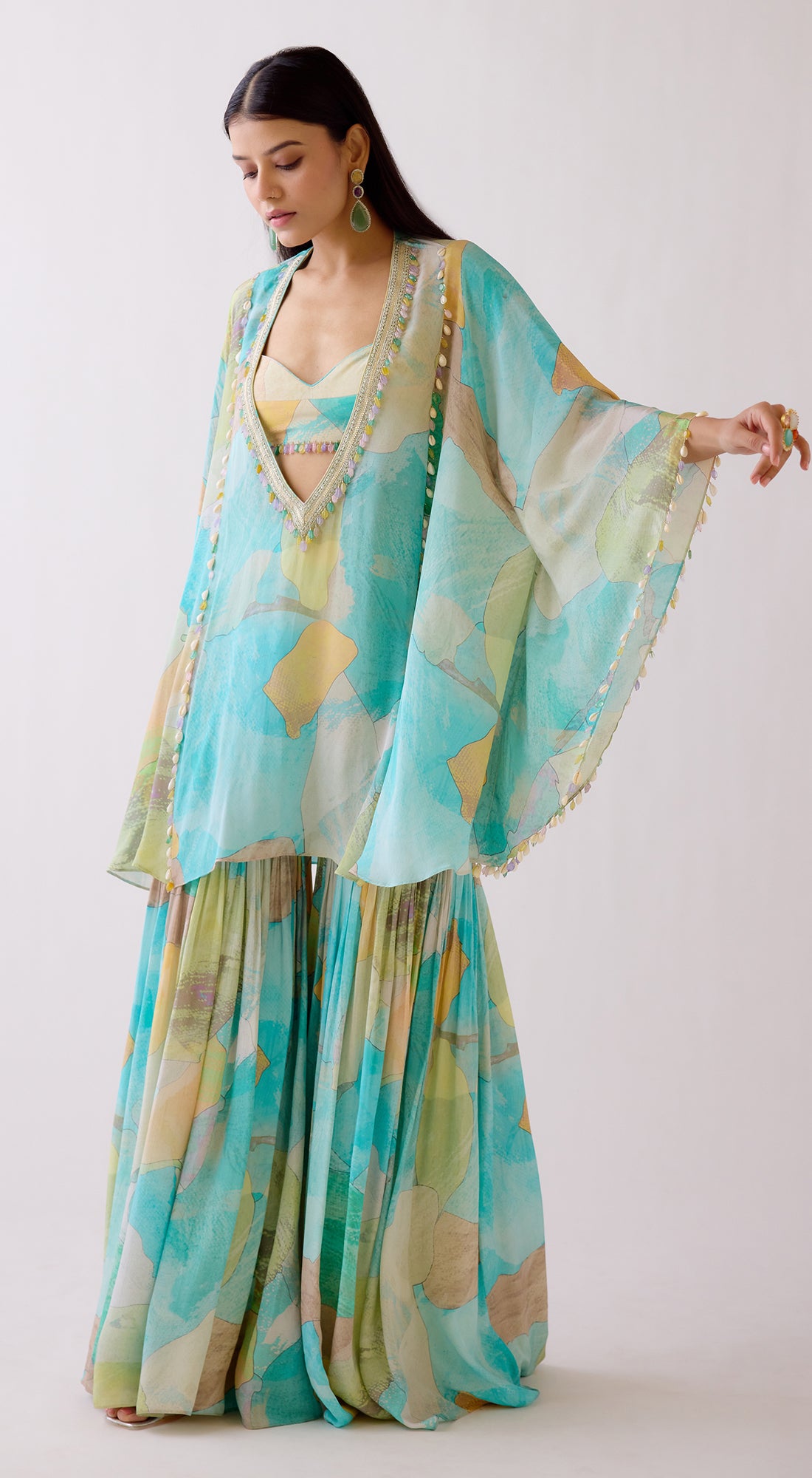 The Abstract Aqua Kaftan Set