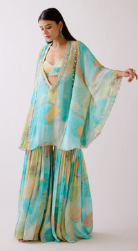 The Abstract Aqua Kaftan Set