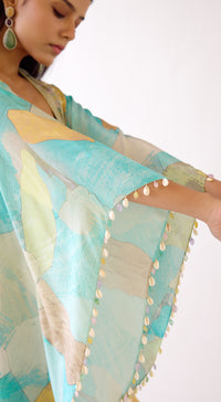 The Abstract Aqua Kaftan Set