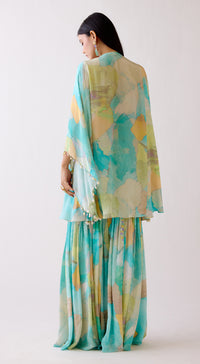 The Abstract Aqua Kaftan Set
