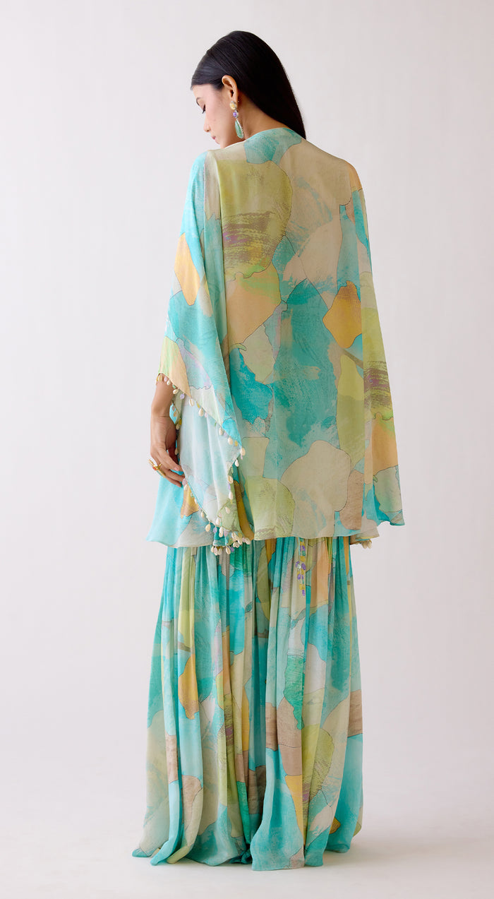 The Abstract Aqua Kaftan Set