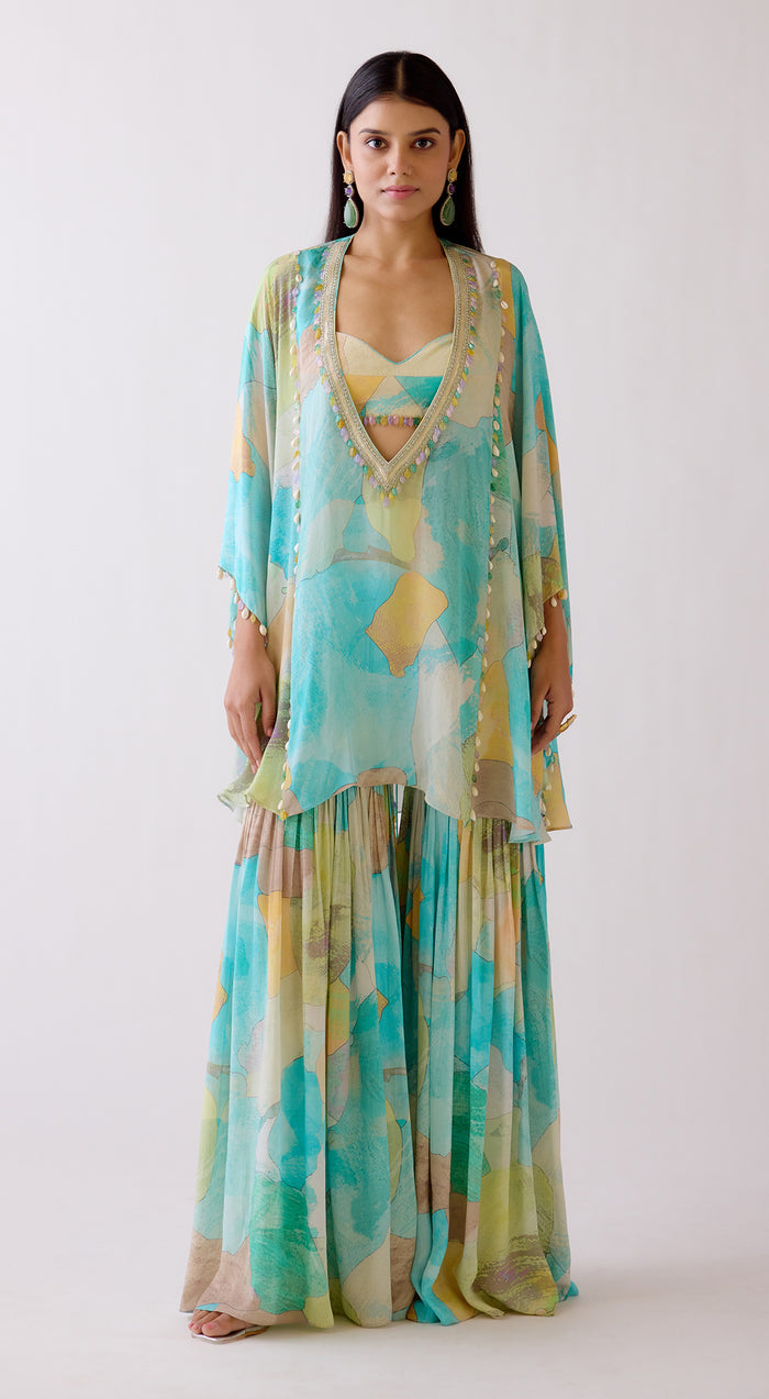 The Abstract Aqua Kaftan Set