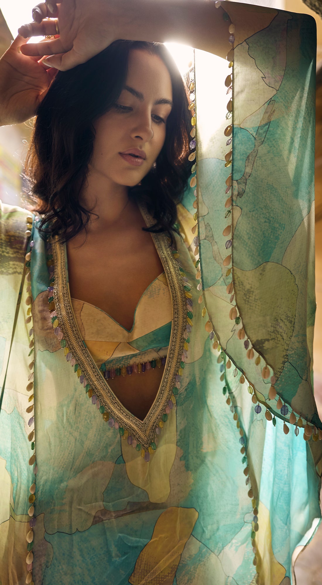 The Abstract Aqua Kaftan Set