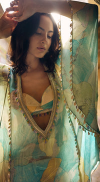 The Abstract Aqua Kaftan Set