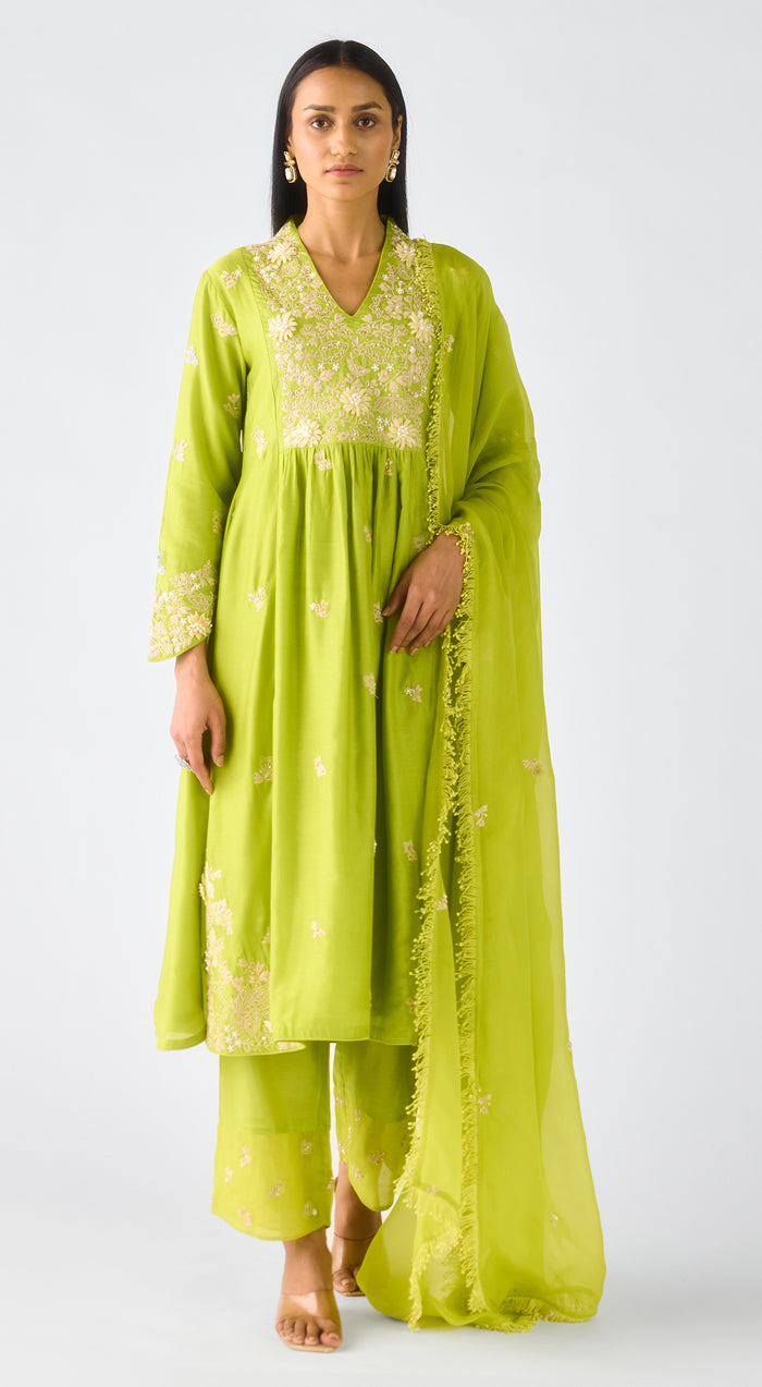 Blush Pink Chiffon Embroidered Suit Set