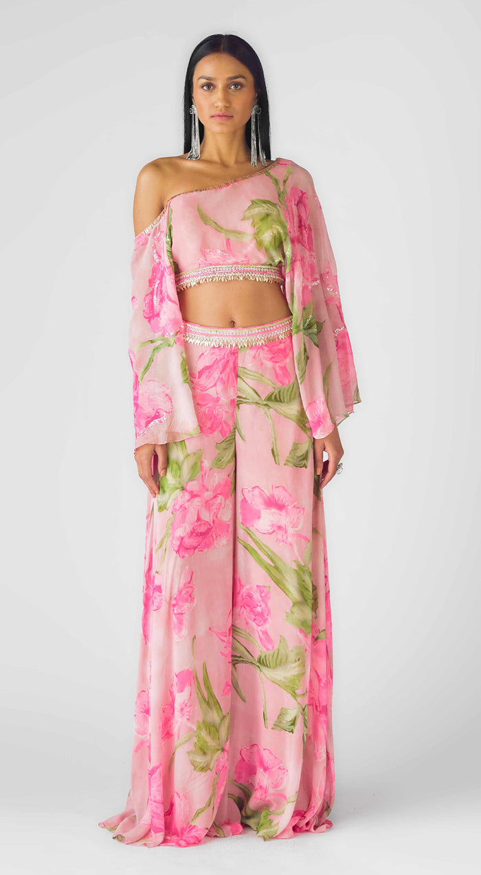 The Eden Noir Asymmetric Bustier & Sharara Set