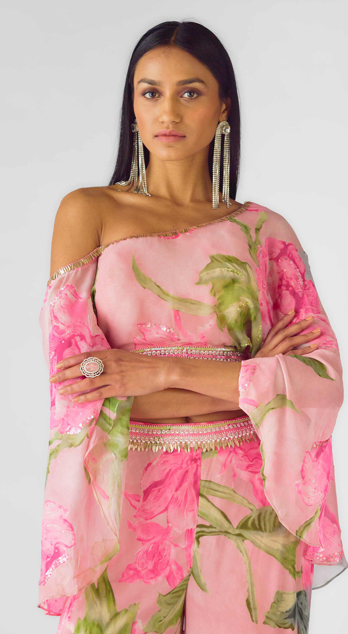 The Eden Noir Asymmetric Bustier & Sharara Set