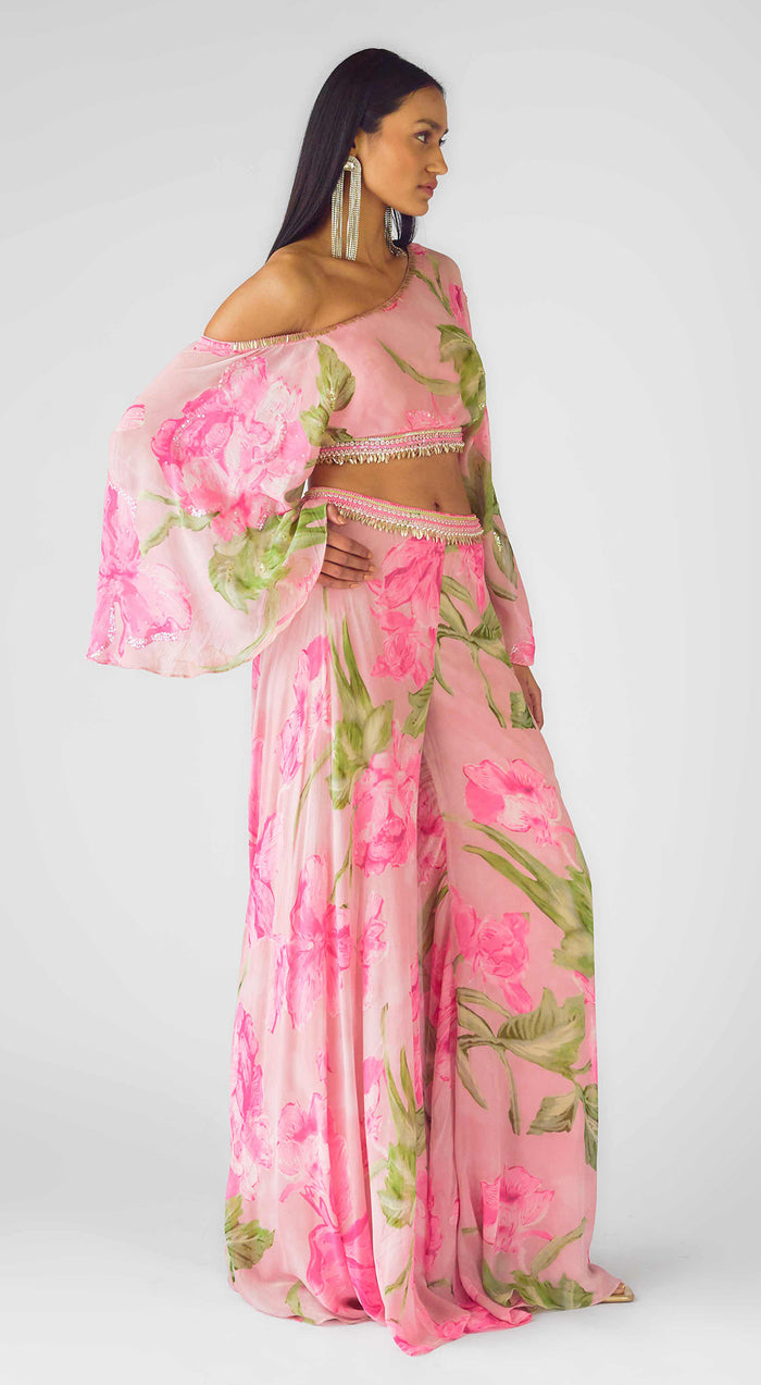 The Eden Noir Asymmetric Bustier & Sharara Set