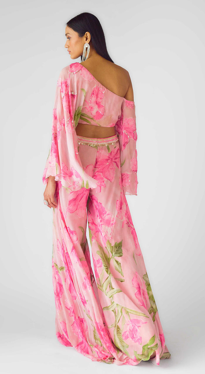 The Eden Noir Asymmetric Bustier & Sharara Set