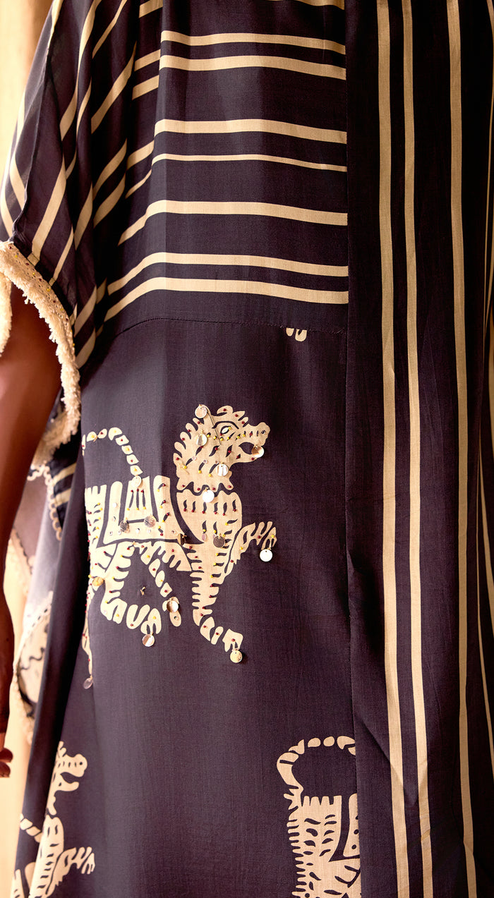 Black Stripes Abstract Kaftan Set