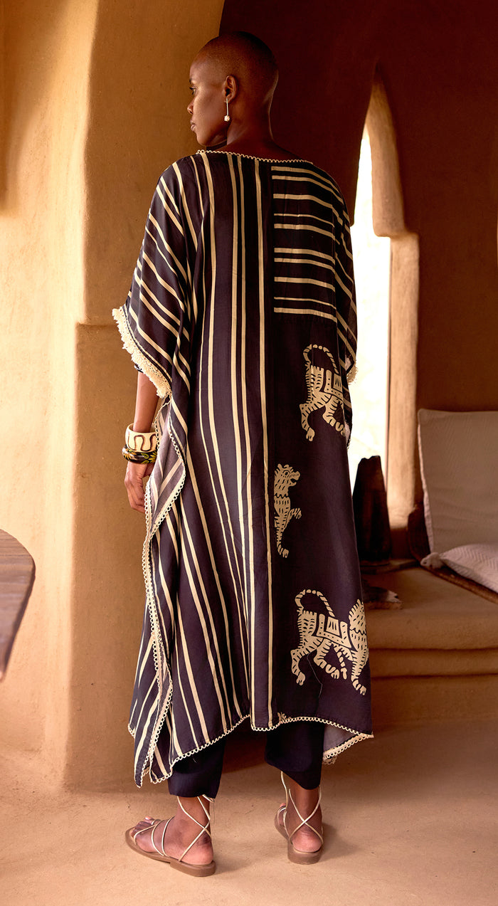 Black Stripes Abstract Kaftan Set
