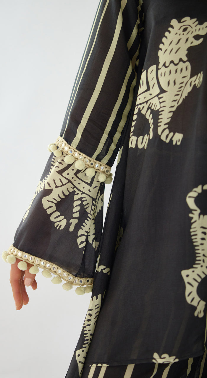 Black Stripes Abstract Co-ord Set