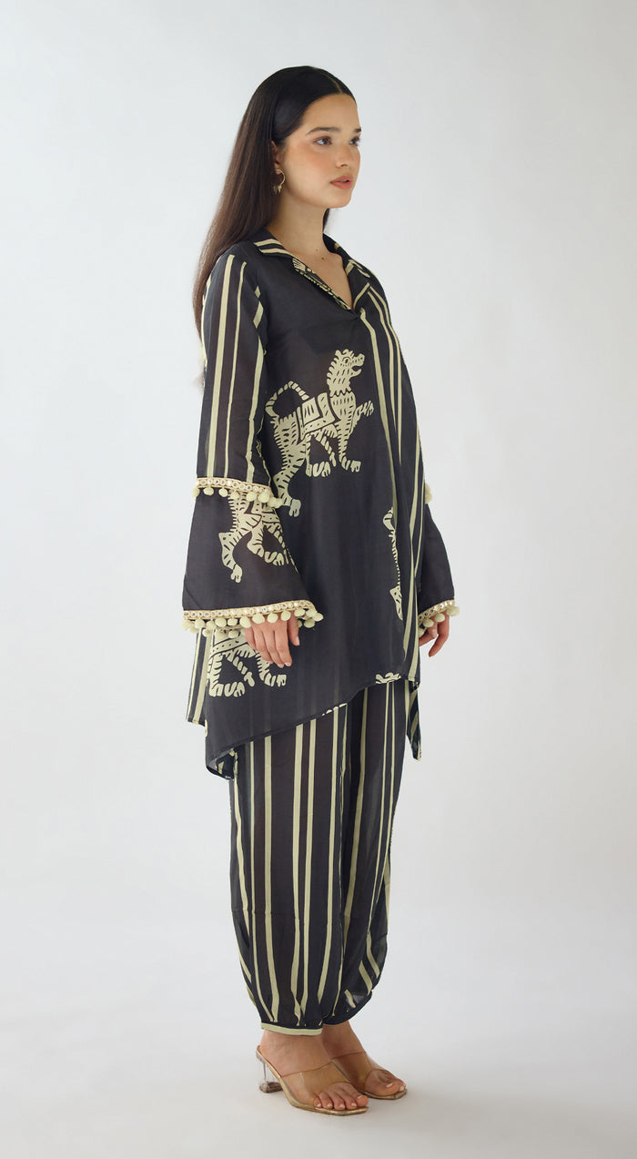 Black Stripes Abstract Co-ord Set