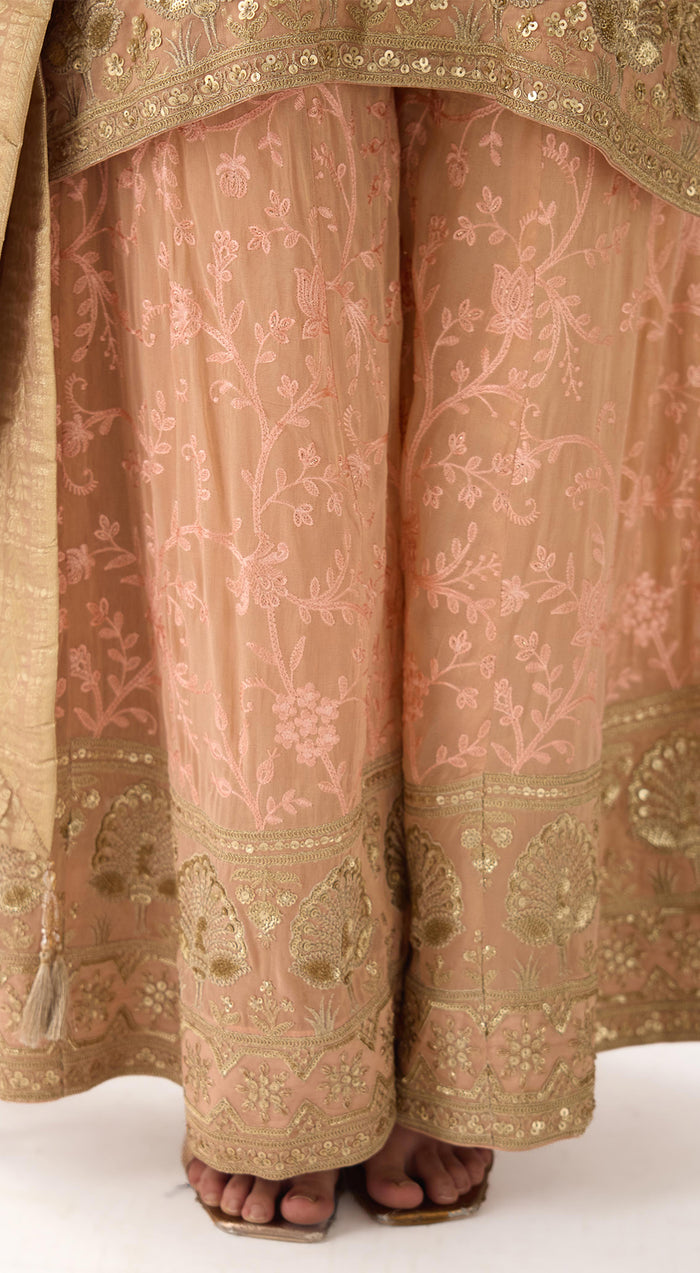 Pink Banarasi Embroidered Sharara Set