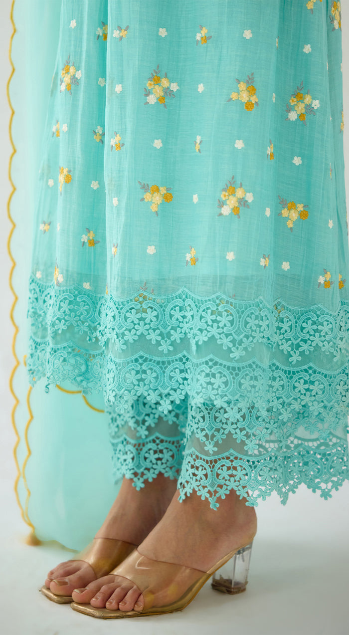 Firozi Embroidered Cotton Kurta Set