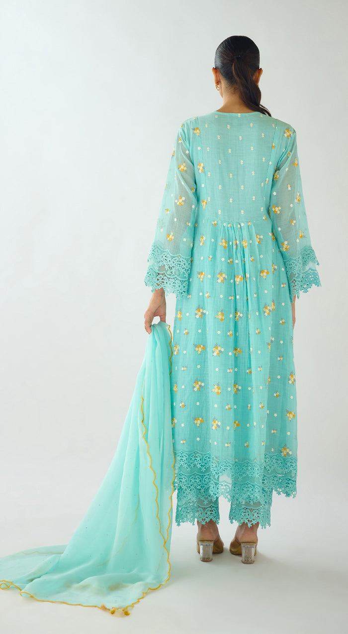 Firozi Embroidered Cotton Kurta Set