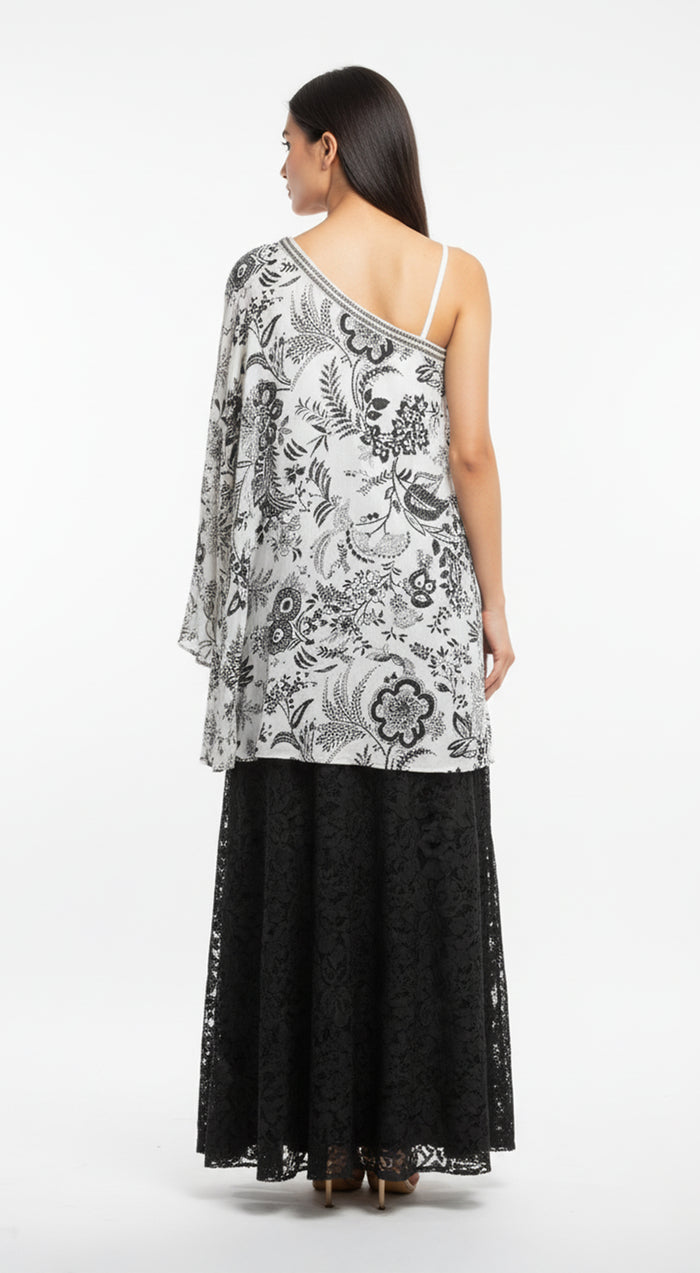 White Crepe Embroidered Sharara Set