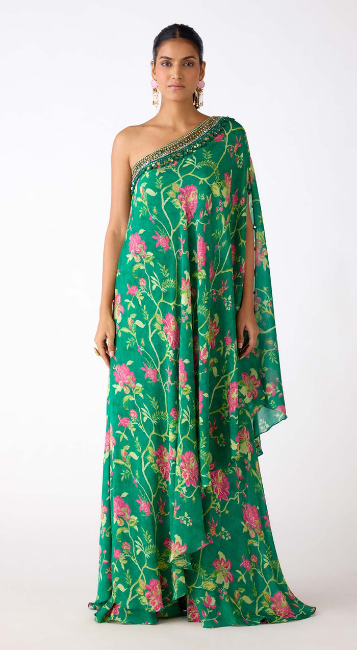 The Blossom One-Shoulder Cape & Sharara Set