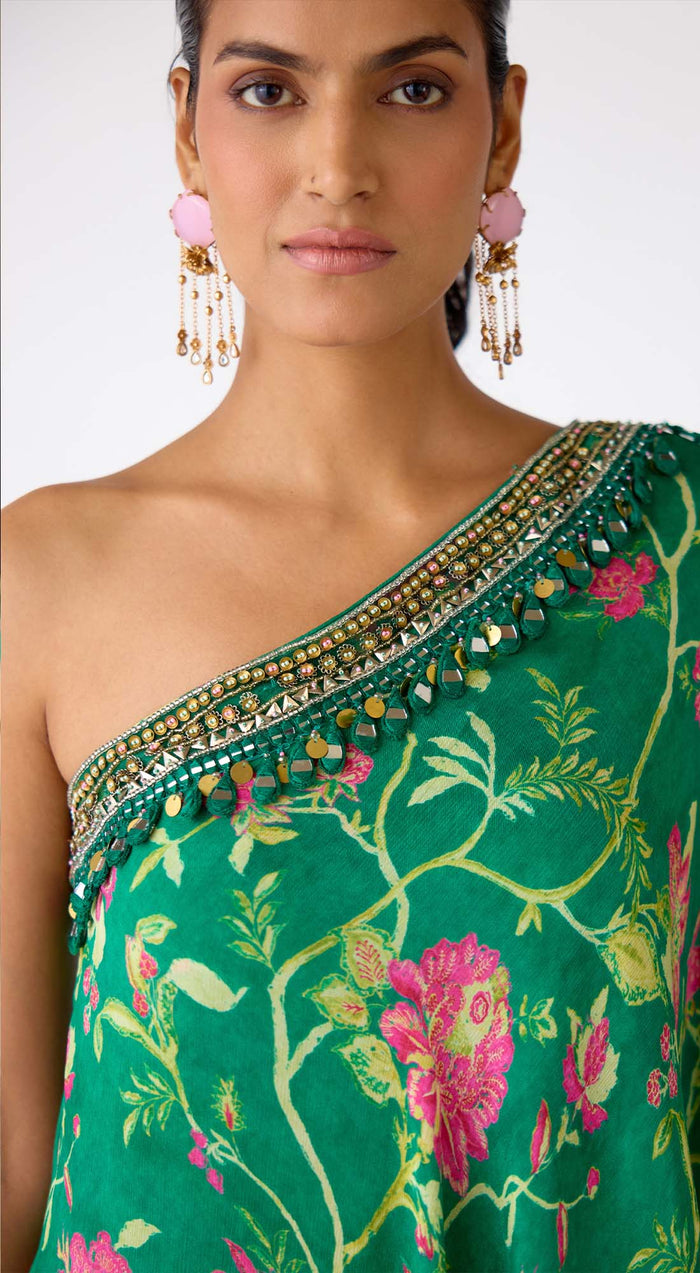 The Blossom One-Shoulder Cape & Sharara Set