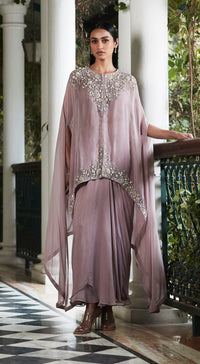 Lilac Embroidered Kaftan Set