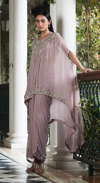 Lilac Embroidered Kaftan Set