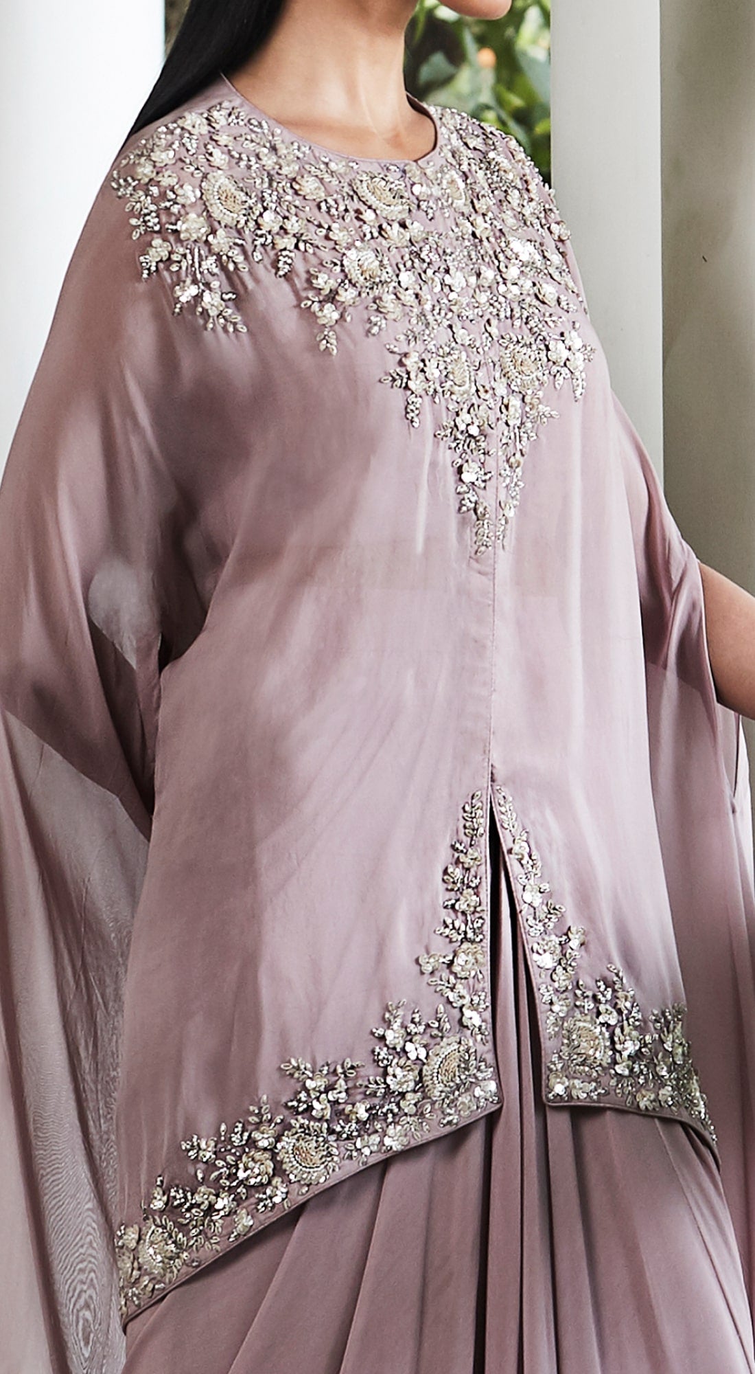 Lilac Embroidered Kaftan Set