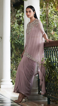 Lilac Embroidered Kaftan Set