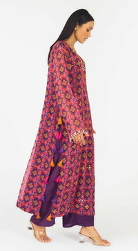 Purple Crepe Embroidered Suit Set