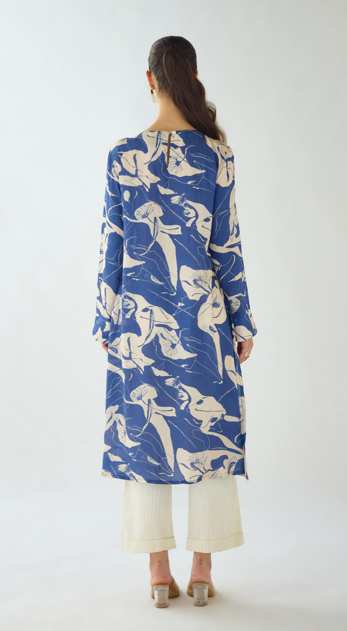 Indigo Blue Muslin Kurta Set