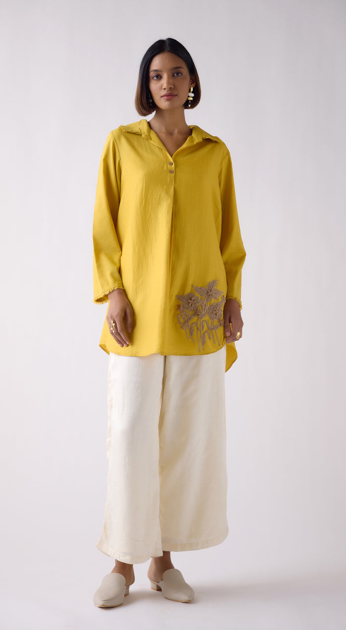 Yellow Cotton Silk Shirt