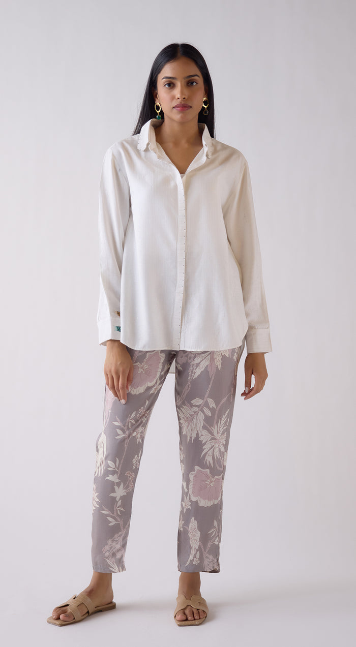 Ivory Cotton Blend Shirt