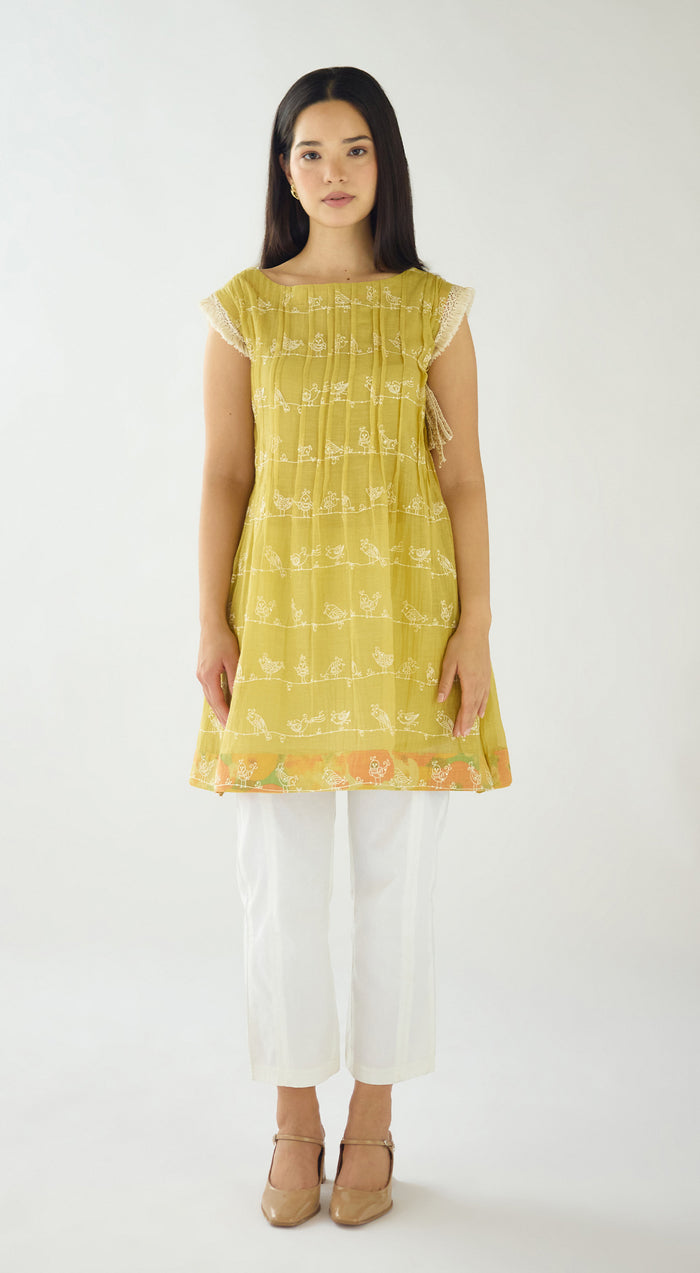 Lime Haven Cotton Embroidered Tunic