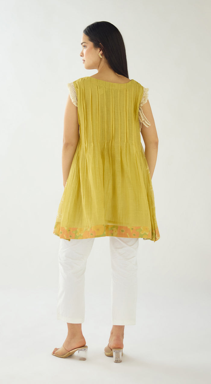 Lime Haven Cotton Embroidered Tunic