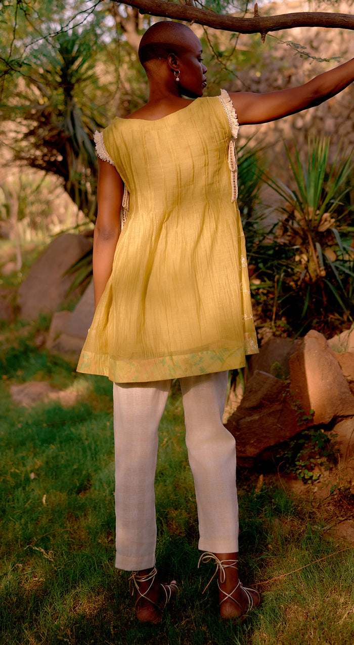 Lime Haven Cotton Embroidered Tunic