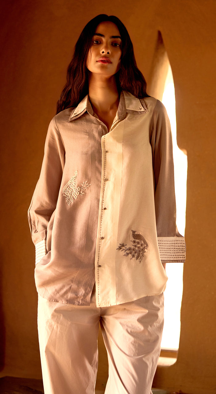 The Ivory Sandscript Muslin Shirt