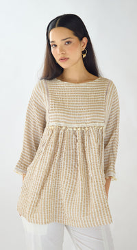 Ivory Textura Ease Linen Blend Top