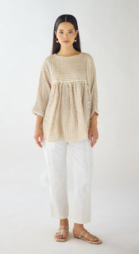 Ivory Textura Ease Linen Blend Top