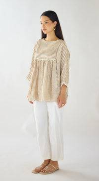Ivory Textura Ease Linen Blend Top