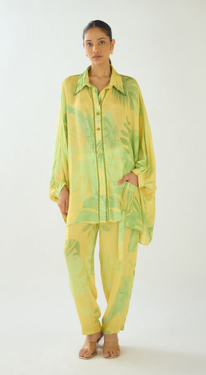 Lush Yellow Aura Muslin Co-ord Set