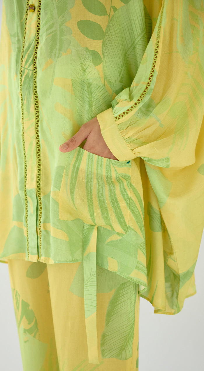 Lush Yellow Aura Muslin Co-ord Set