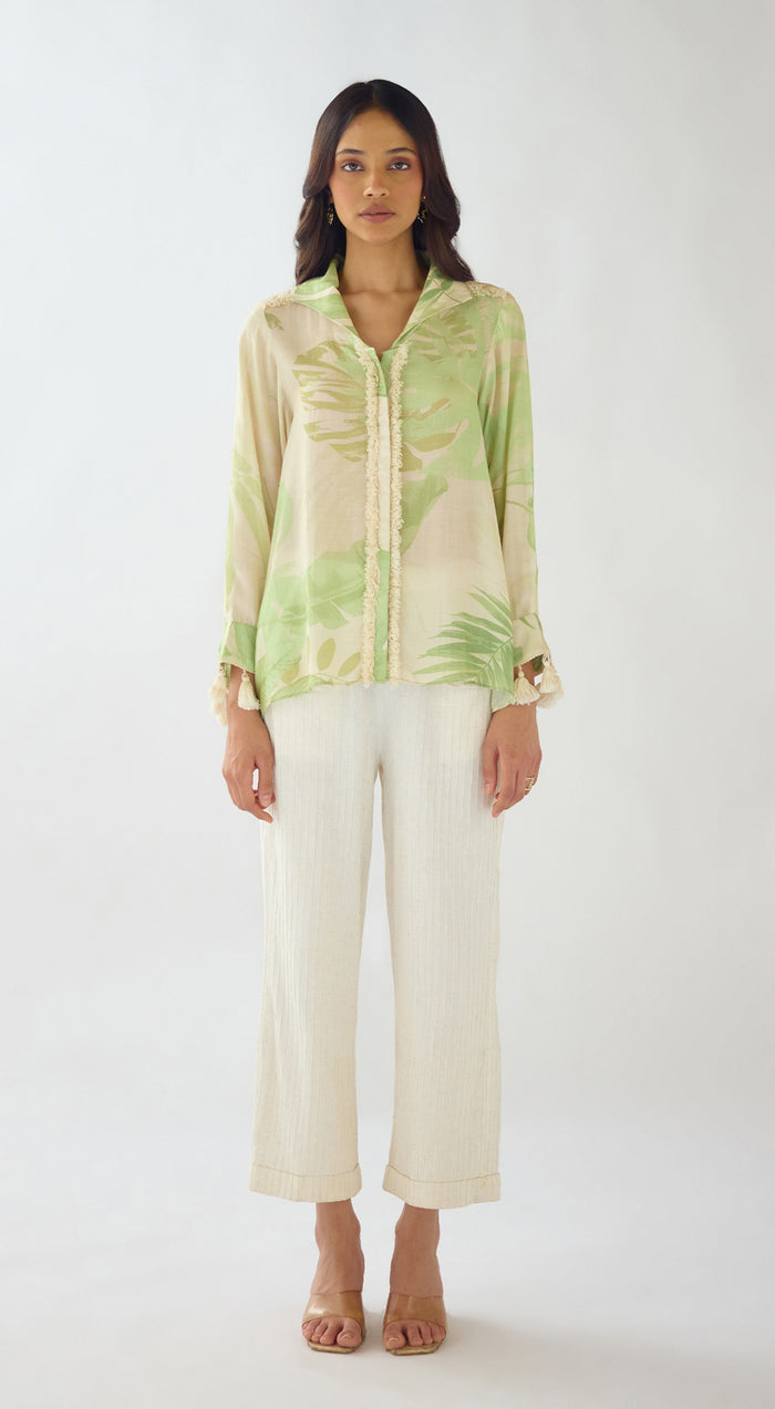 Ivory Palm Reverie Muslin Shirt