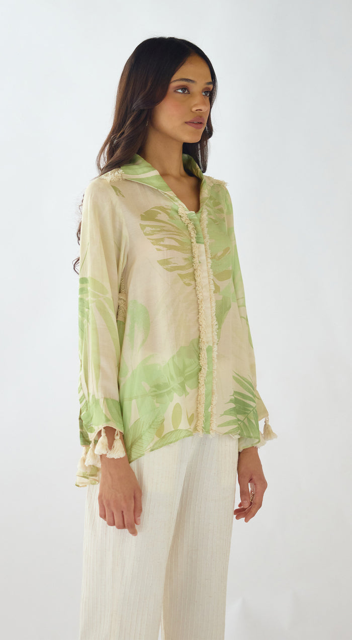 Ivory Palm Reverie Muslin Shirt