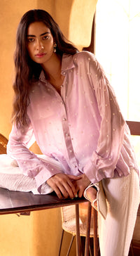 Mauve Chinnon Pearl Embroidered Top