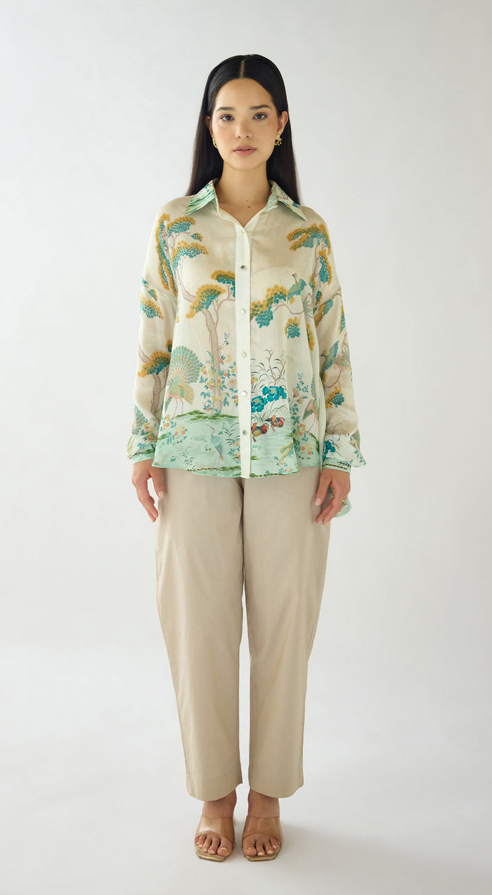 The Wild Silk Peacock Garden Shirt