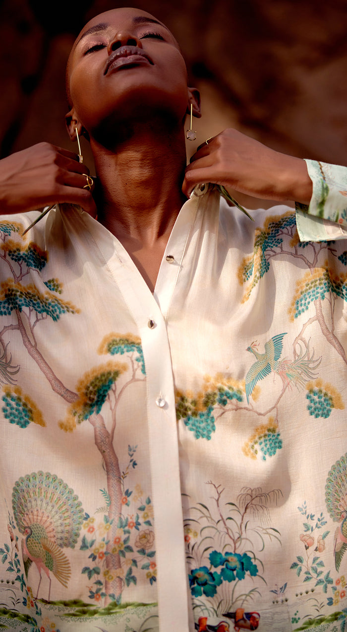 The Wild Silk Peacock Garden Shirt