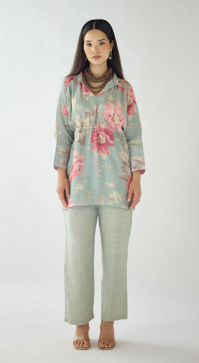 Green Dust Light Petals Co-ord Set