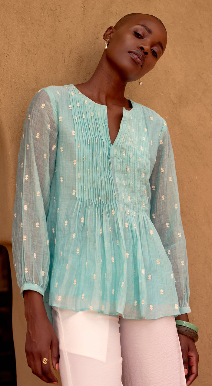 Firozi Embroidered Cotton Tunic