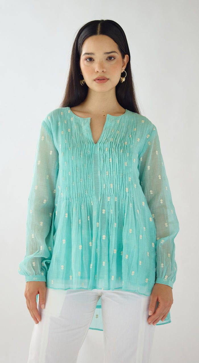 Firozi Embroidered Cotton Tunic